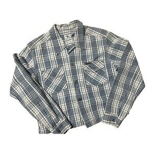 Calvin Klein CK Blue Plaid‎ Jean Jacket Women's L - Denim Cropped